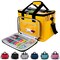 Hoshin Knitting Bag for Yarn Storage, High Capacity Yarn Totes Organizer with Inner Divider Portable for Carrying Project, Knitting Needles(up to 14”), Crochet Hooks, Skeins of Yarn (Yellow)